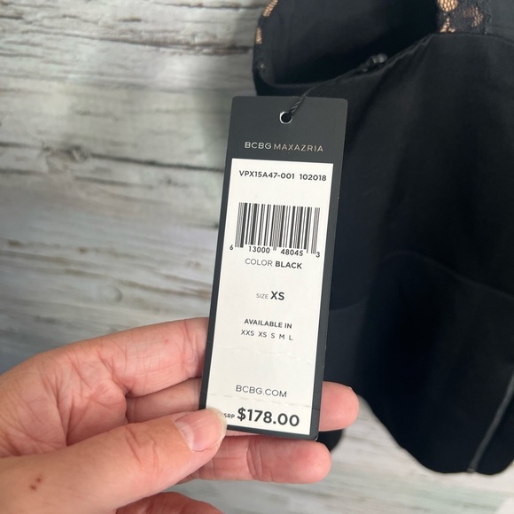 Bcbgmaxazria black tank top blouse lace brown size xs NWT - Picture 7 of 7